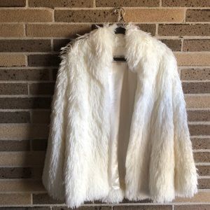Luxurious White Faux Fur Jacket